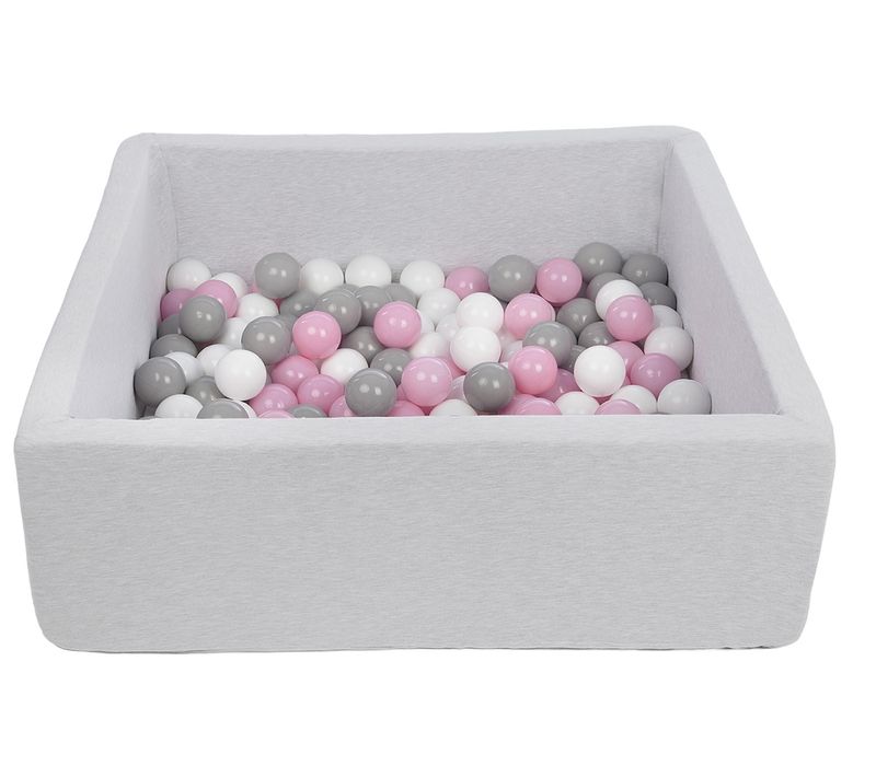 Piscine à Balles Pour Enfant, 90x90 Cm, Aire De Jeu + 150 Balles Blanc,rose Clair,gris