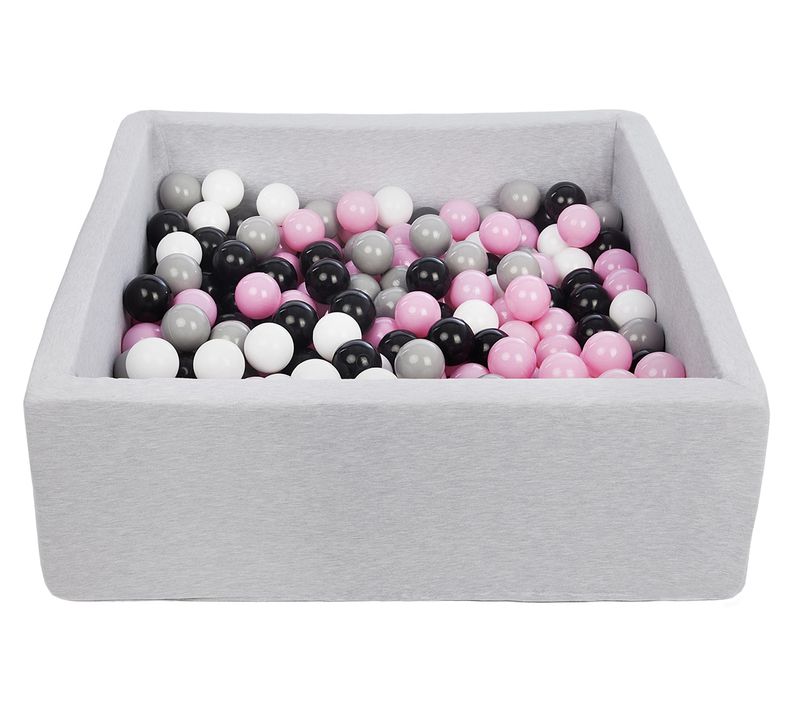 Piscine à Balles Pour Enfant, 90x90 Cm, Aire De Jeu + 300 Balles Noir,blanc,rose Clair,gris