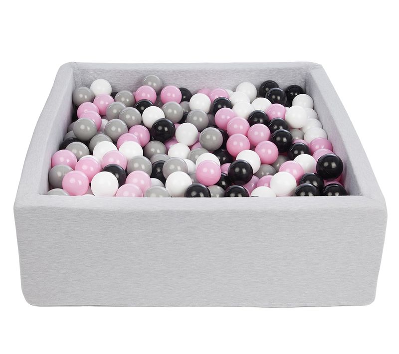 Piscine à Balles Pour Enfant, 90x90 Cm, Aire De Jeu + 450 Balles Noir,blanc,rose Clair,gris