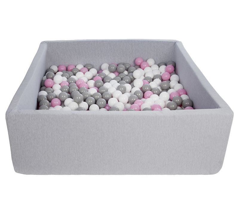 Piscine à Balles Pour Enfant, Dimensions:120x120 Cm, Aire De Jeu + 600 Balles Blanc,rose Clair,gris