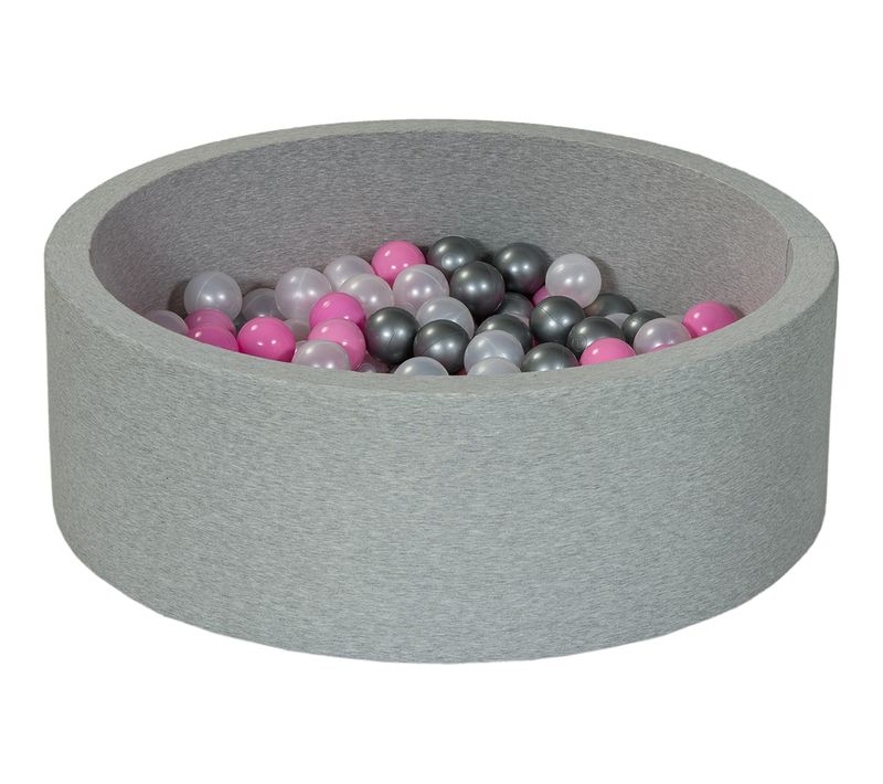 Piscine à Balles Aire De Jeu + 150 Balles Perle, Rose Clair, Argent