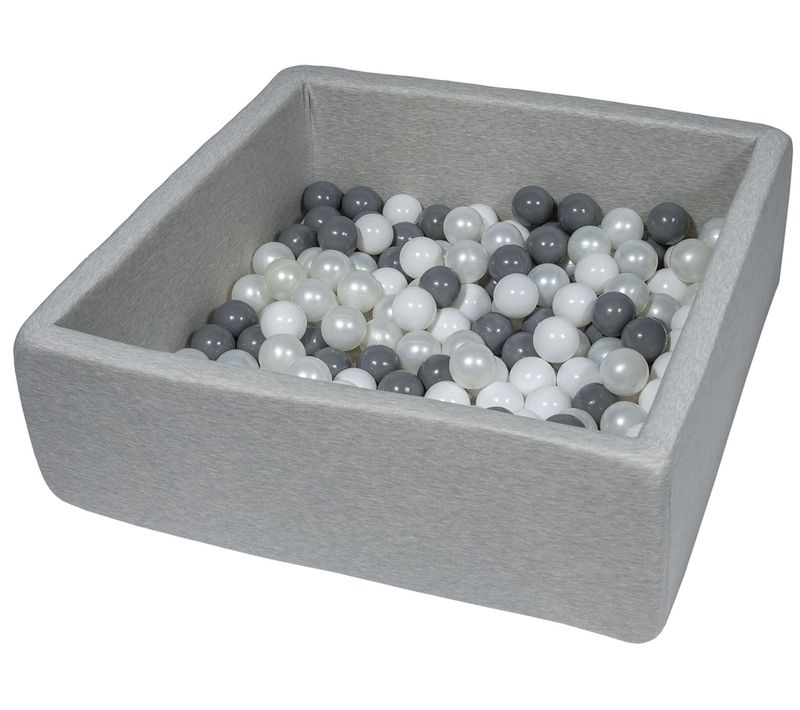 Piscine à Balles Pour Enfant, 90x90 Cm, Aire De Jeu + 150 Balles Blanc, Perle, Gris