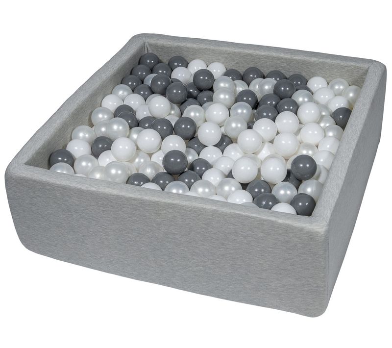 Piscine à Balles Pour Enfant, 90x90 Cm, Aire De Jeu + 450 Balles Blanc, Perle, Gris