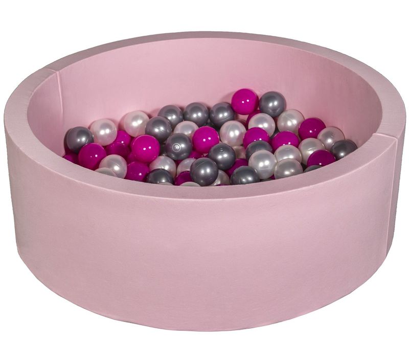 Piscine à Balles Aire De Jeu + 150 Balles Rose Perle, Rose, Argent