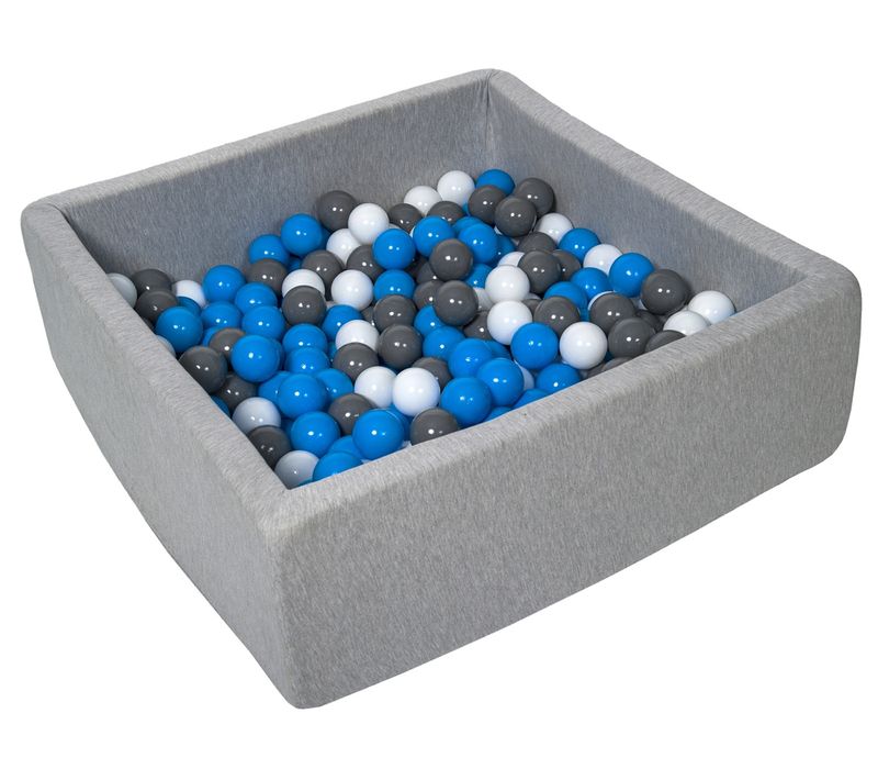 Piscine à Balles Pour Enfant, 90x90 Cm, Aire De Jeu + 200 Balles Blanc,bleu,gris