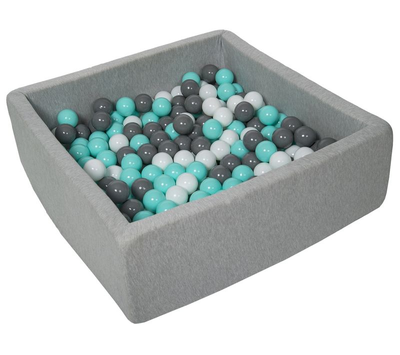 Piscine à Balles Pour Enfant, 90x90 Cm, Aire De Jeu + 200 Balles Blanc,gris,turquoise