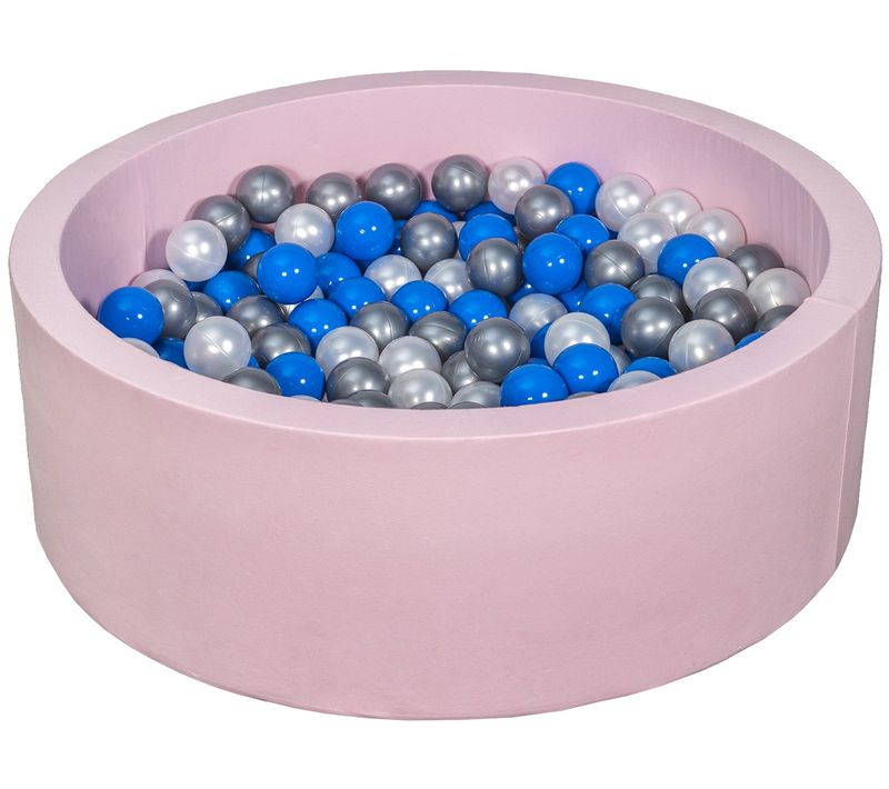 Piscine à Balles Aire De Jeu + 200 Balles Rose Perle, Bleu, Argent