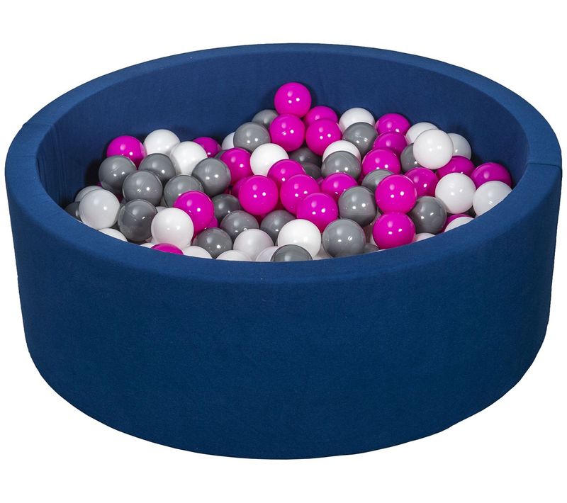 Piscine à Balles Aire De Jeu + 300 Balles Bleu Marine Blanc,rose,gris
