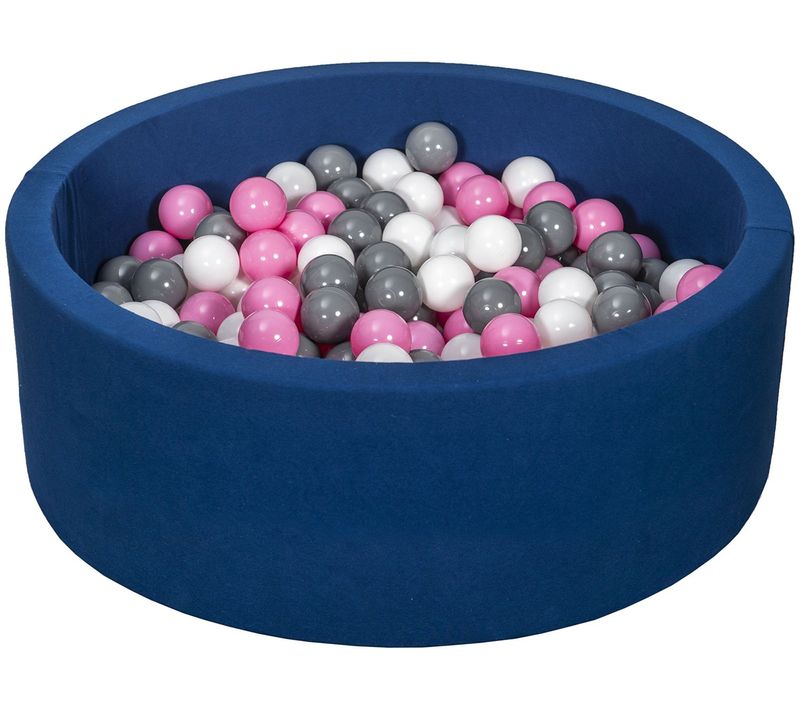 Piscine à Balles Aire De Jeu + 300 Balles Bleu Marine Blanc,rose Clair,gris