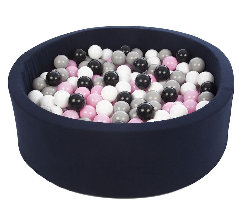 Piscine à Balles Aire De Jeu + 200 Balles Bleu Marine Noir, Blanc, Rose Clair,gris