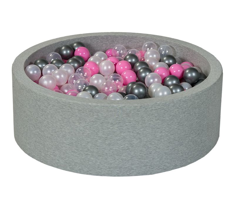 Piscine à Balles Aire De Jeu + 450 Balles Perle, Transparent, Rose Clair, Argent