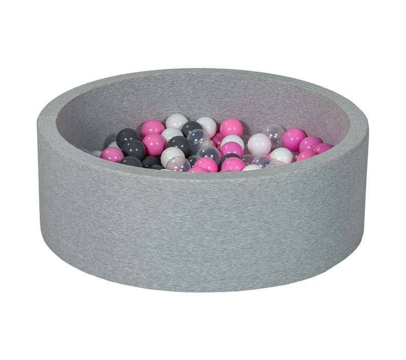 Piscine à Balles Aire De Jeu + 200 Balles Blanc, Transparent, Rose Clair, Gris
