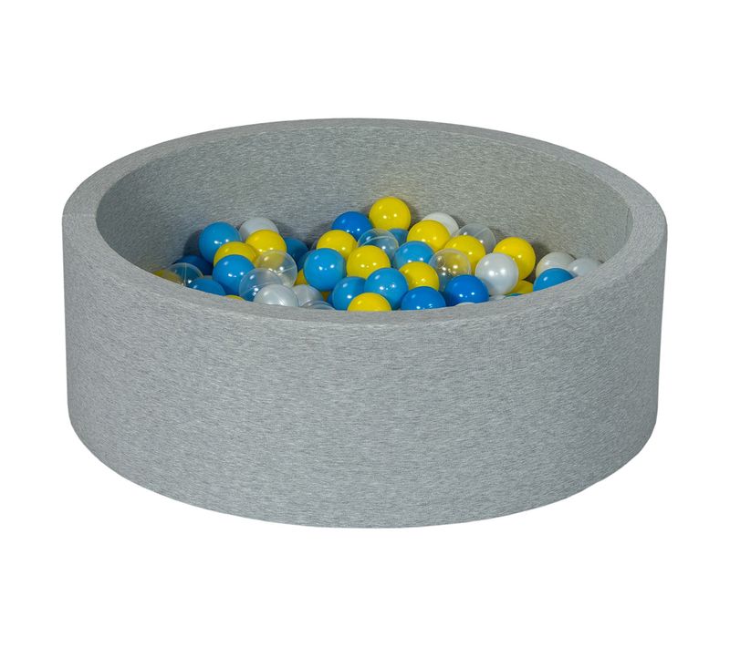 Piscine à Balles Aire De Jeu + 200 Balles Perle, Transparent, Jaune, Bleu, Bleu Clair