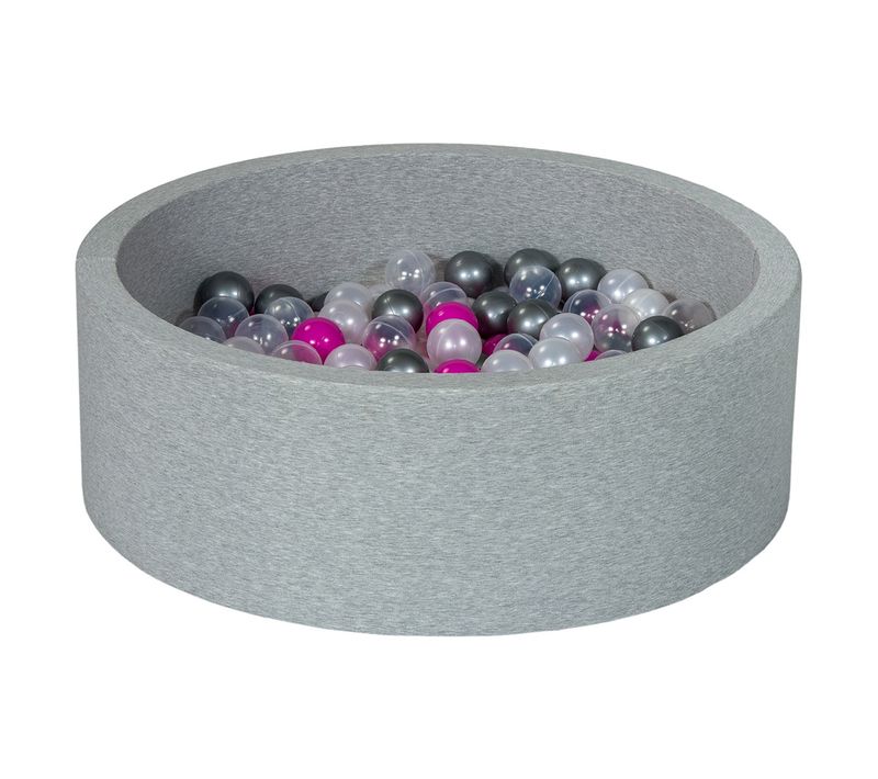 Piscine à Balles Aire De Jeu + 200 Balles Perle, Transparent, Rose, Argent