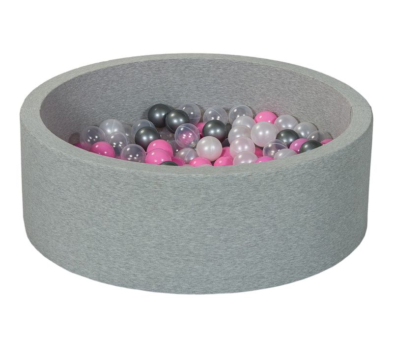 Piscine à Balles Aire De Jeu + 200 Balles Perle, Transparent, Rose Clair, Argent