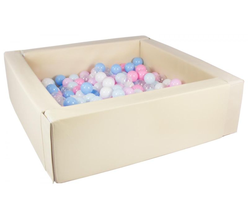 Piscine à Balles Carrée Avec 200 Balles - Cappuccino/ Balles Multicolores