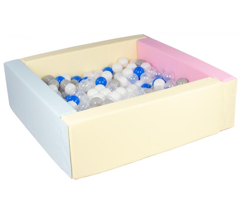 Piscine à Balles Carrée Avec 200 Balles - Bords 3 Couleurs/blanc, Transparent, Bleu, Gris