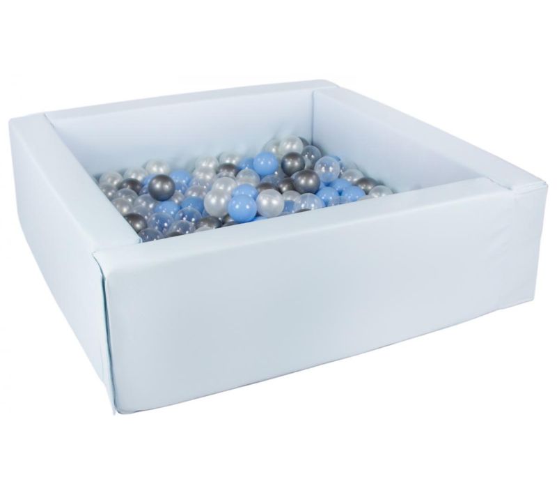 Piscine à Balles Carrée Avec 200 Balles - Bleu (pastel)/perle, Transparent, Bleu Clair, Argent