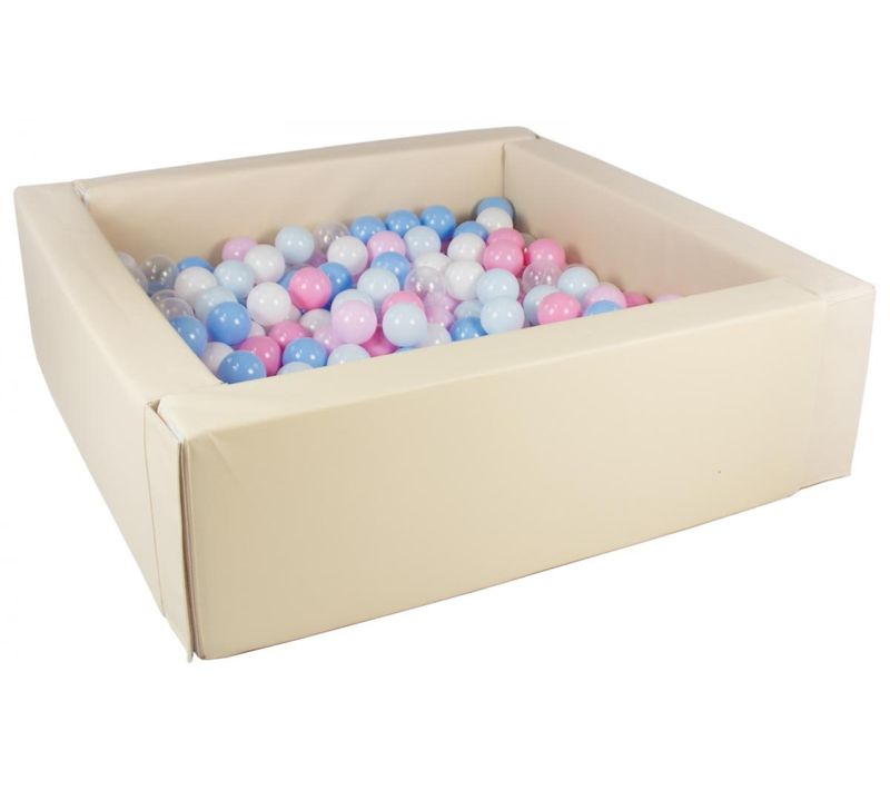 Piscine à Balles Carrée Avec 300 Balles - Cappuccino/blanc, Transparent, Bleu, Rose, Rose Rose P