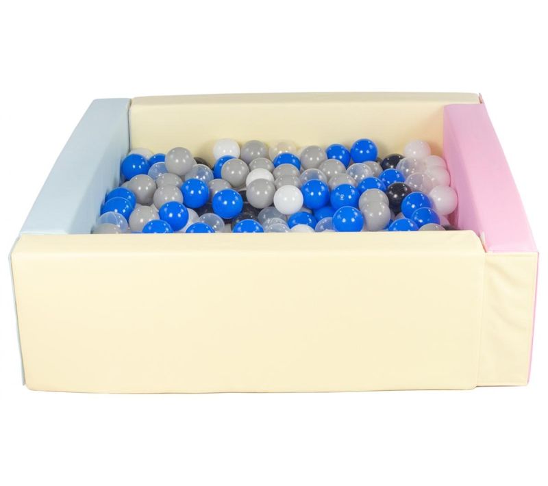 Piscine à Balles Carrée Avec 300 Balles - Rose, Bleu, Jaune P/noir, Blanc, Transparent, Bleu, Gris