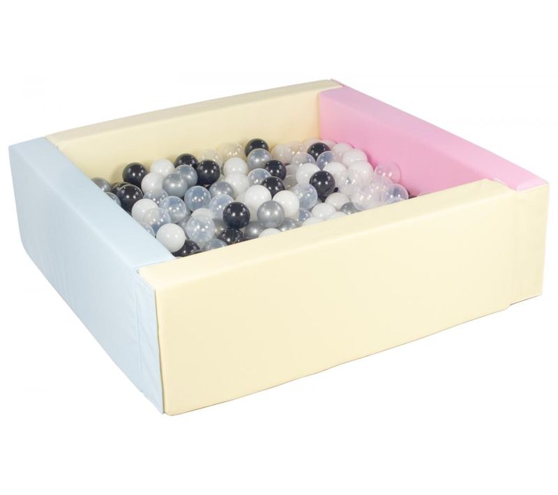 Piscine à Balles Carrée Avec 300 Balles - Rose, Bleu, Jaune P/noir, Blanc, Transparent, Argent