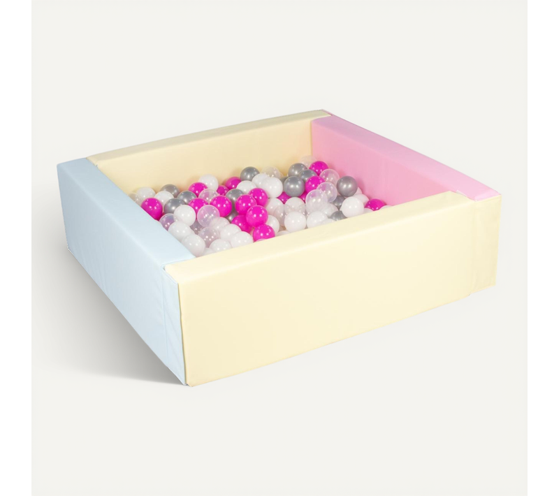 Piscine à Balles Carrée Avec 300 Balles - Rose, Bleu, Jaune P/blanc, Transparent, Rose, Argent