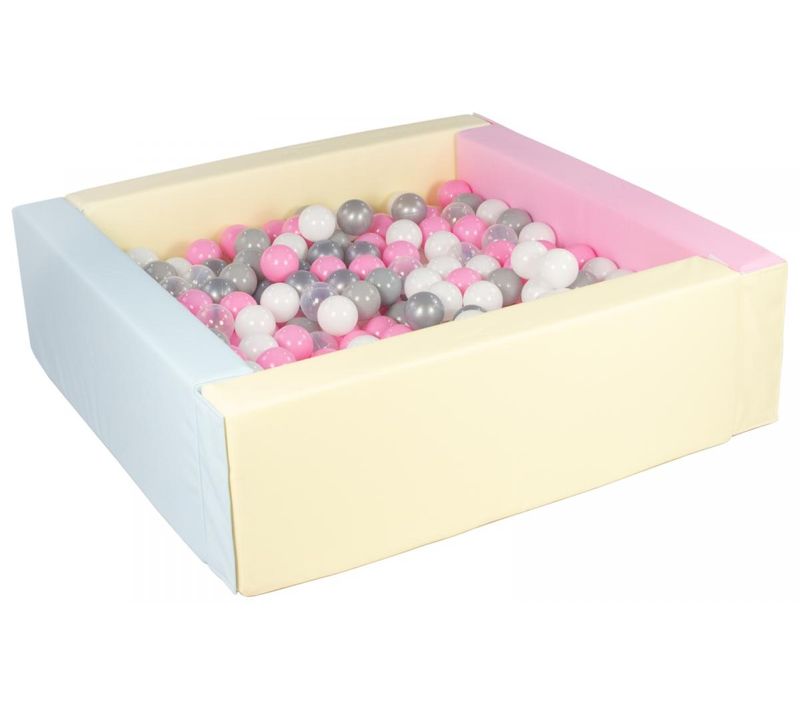 Piscine à Balles Carrée Avec 300 Balles - Rose, Bleu, Jaune P/blanc, Transparent, Rose, Gris, Argent