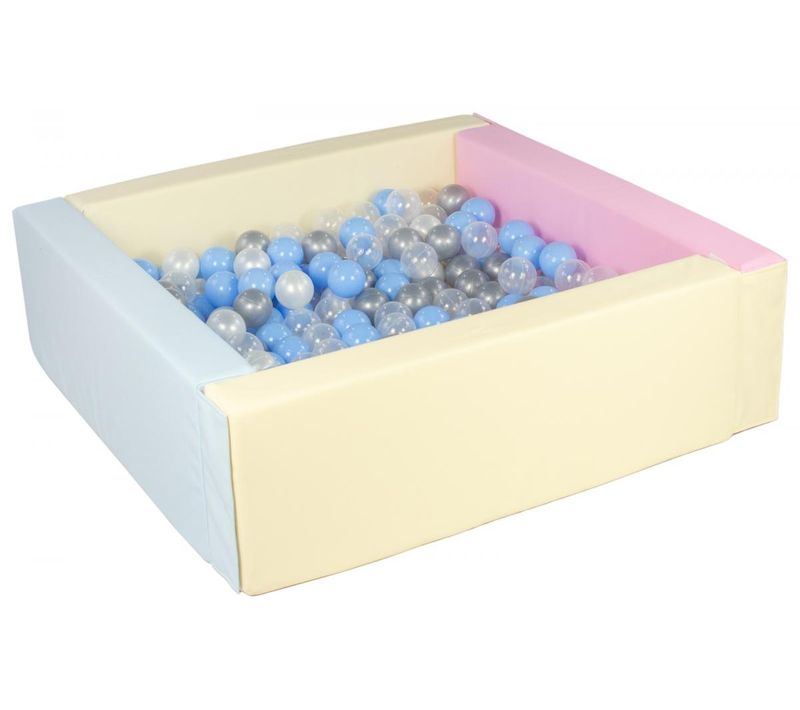 Piscine à Balles Carrée Avec 300 Balles - Rose, Bleu, Jaune P/perle, Transparent, Bleu Clair, Argent