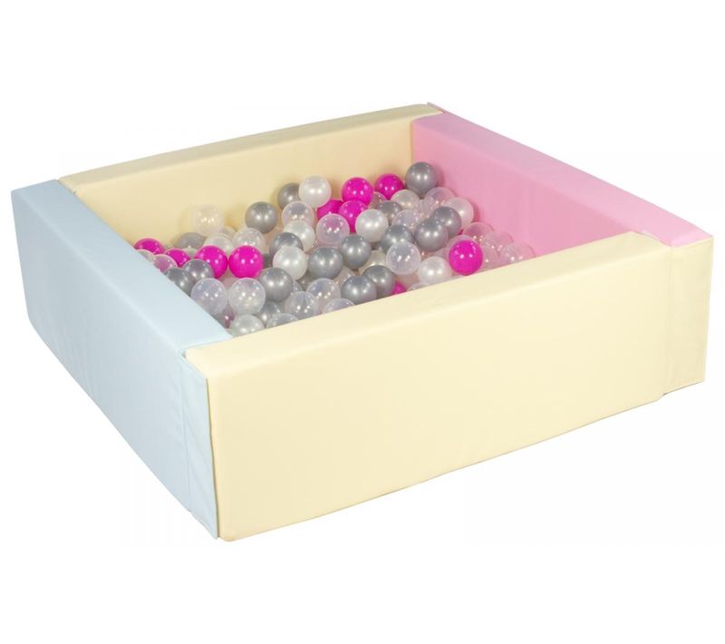 Piscine à Balles Carrée Avec 300 Balles - Rose, Bleu, Jaune P/perle, Transparent, Rose, Argent