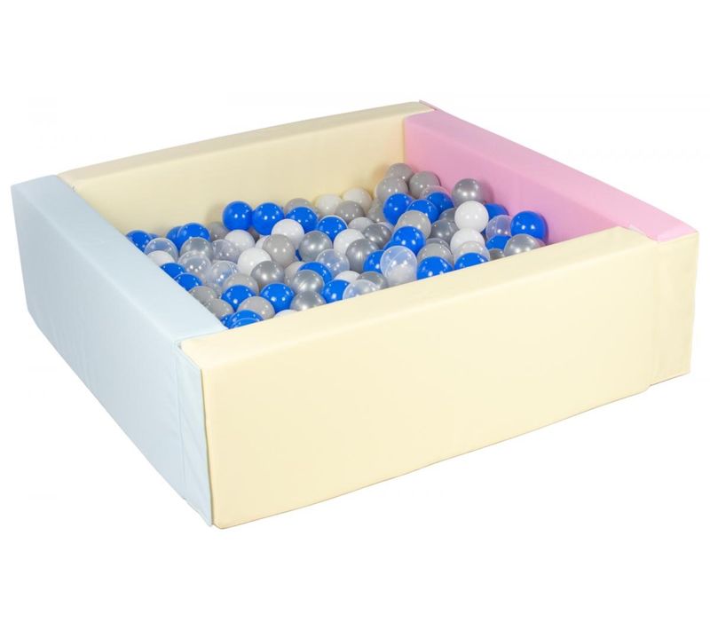 Piscine à Balles Carrée Avec 300 Balles - Rose, Bleu, Jaune P/transparent, Blanc, Bleu, Gris, Argent