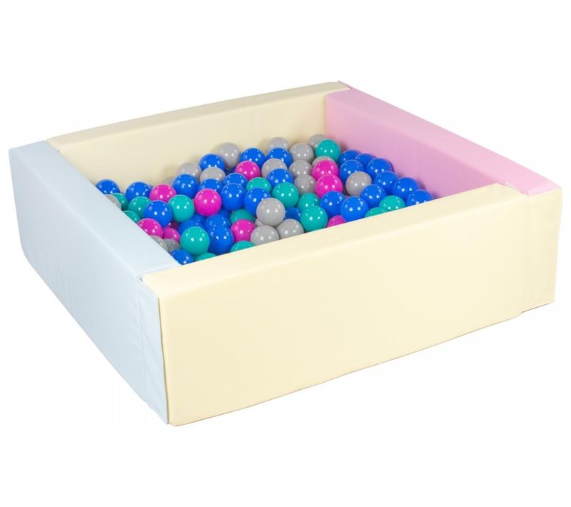 Piscine à Balles Carrée Avec 300 Balles - Rose, Bleu, Jaune (pastel)/bleu, Rose, Gris, Turquoise