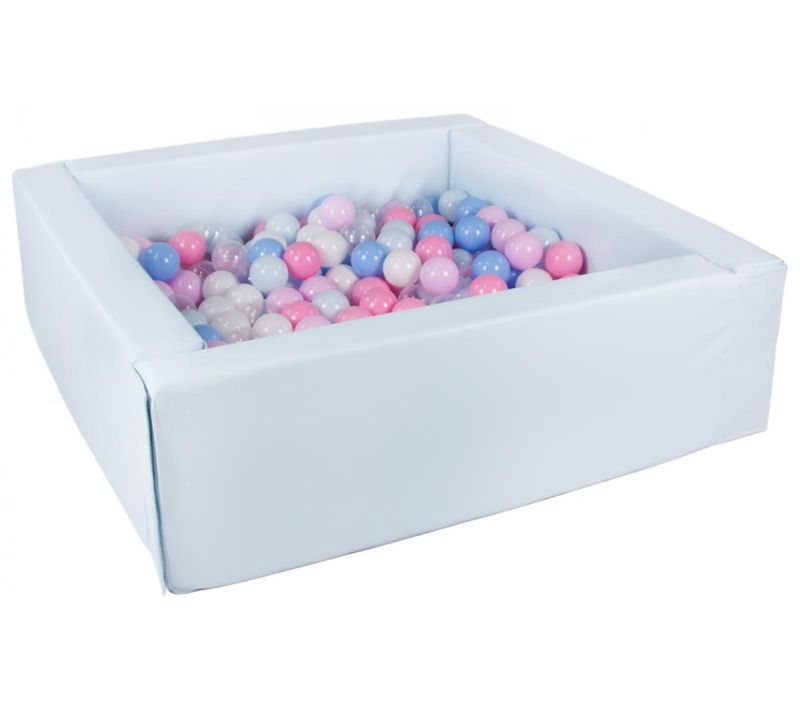 Piscine à Balles Carrée Avec 300 Balles -bleu P/blanc, Transparent, Bleu Clair Rose Clair Rose, Bleu