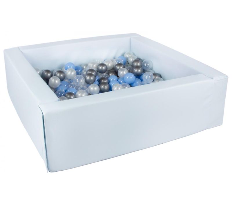 Piscine à Balles Carrée Avec 300 Balles - Bleu (pastel)/perle, Transparent, Bleu Clair, Argent
