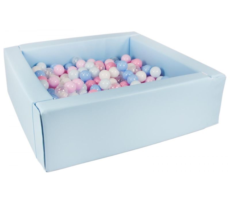 Piscine à Balles Carrée Avec 300 Balles -bleu Clair/blanc, Transparent, Bleu Clair, Rose, Rose, Bleu