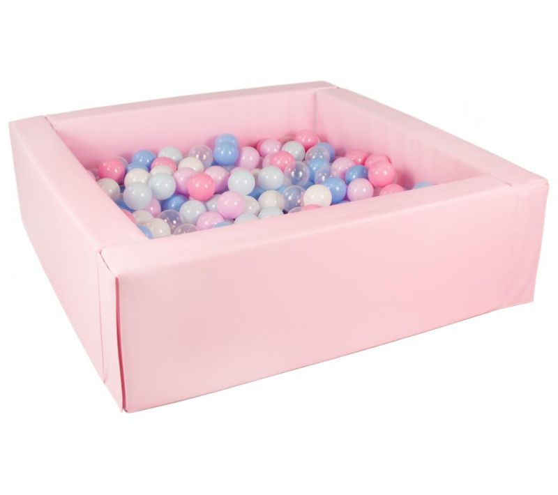 Piscine à Balles Carrée Avec 300 Balles - Rose Clair/blanc, Transparent, Bleu, Rose, Rose P, Bleu P