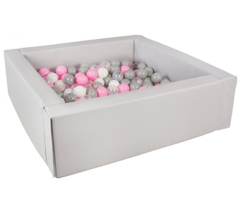 Piscine à Balles Carrée Avec 300 Balles - Gris/blanc, Transparent, Rose Clair, Gris