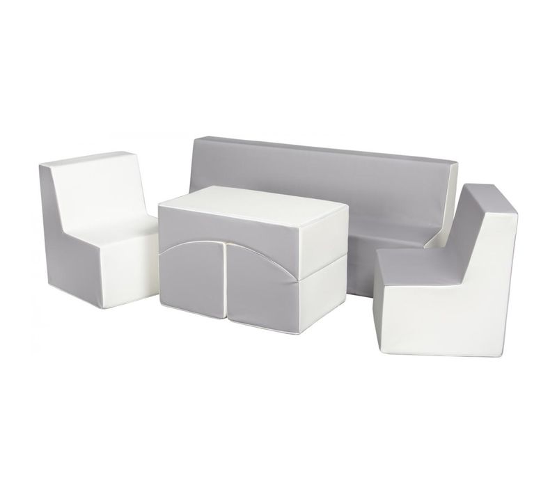 Ensemble De Fauteuils En Éco-cuir Pour Chambre D'enfant Blanc Et Gris