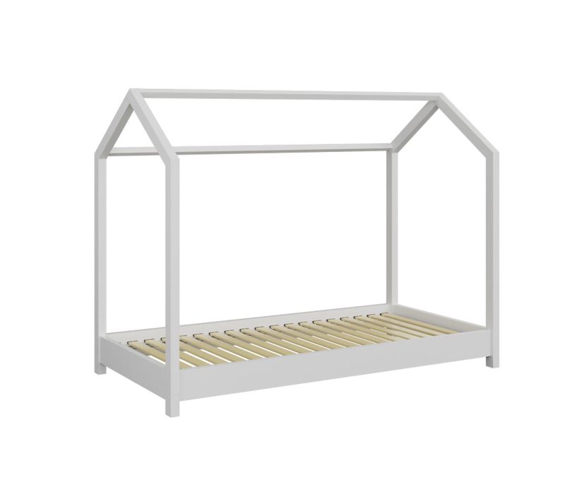 Lit Cabane 90x200 En Pin Massif Blanc Axel