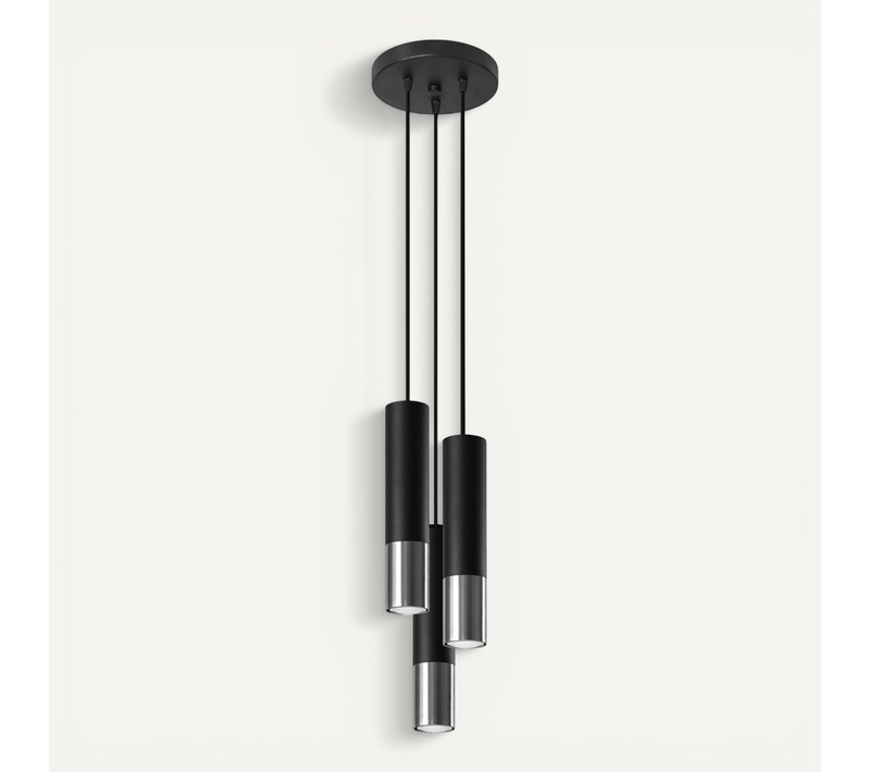Lampe Suspendue Loopez 3p Noir/chrome