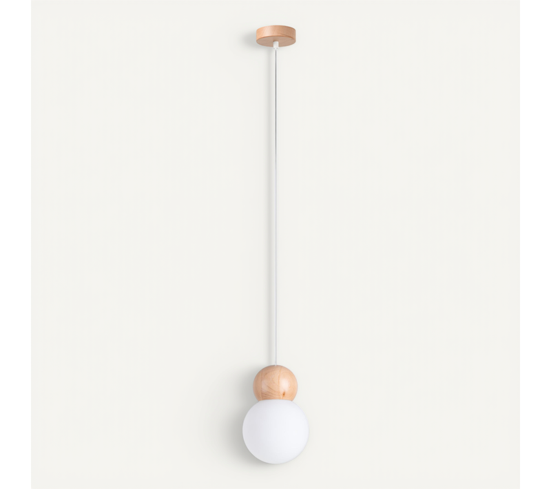 Lampe Suspendue Pekka 1 Blanc/bois Naturel