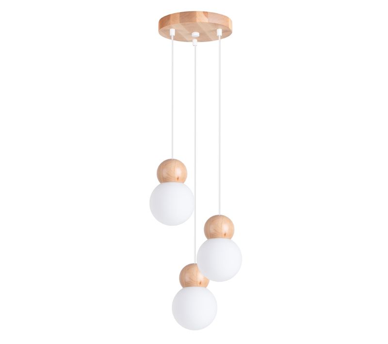 Lampe Suspendue Pekka 3p Blanc/bois Naturel