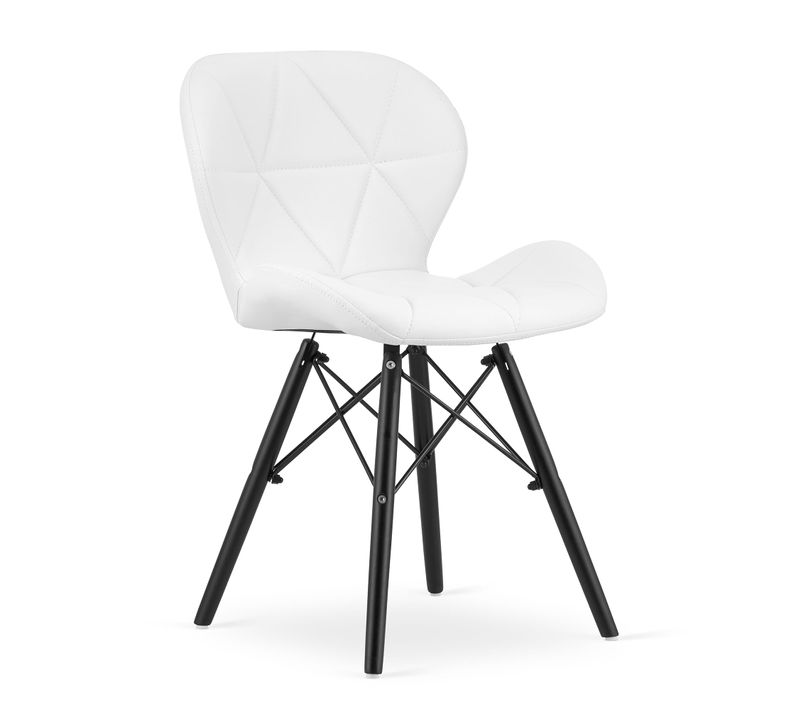 Chaise Lago En Similicuir - Blanche, Pieds Noirs X 1 45x45x50