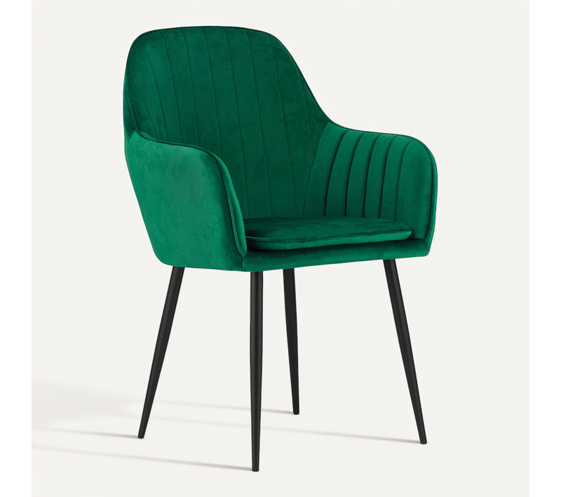 Chaise Lugo - Velours Vert / Pieds Noirs X 1 60x50x50