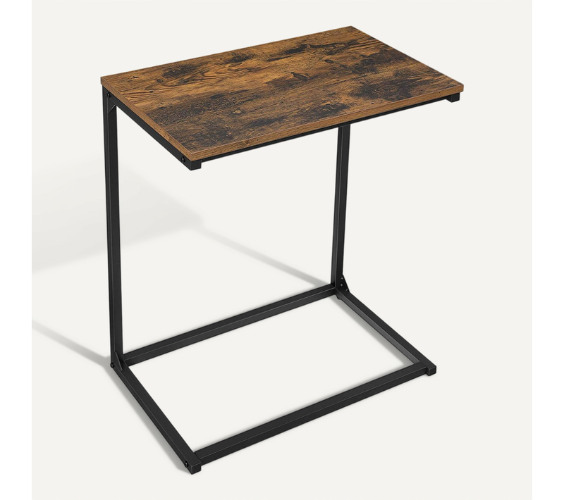 Table D'appoint - Leobert - Brun Rustique/noir - 55 X 35 X 66 Cm