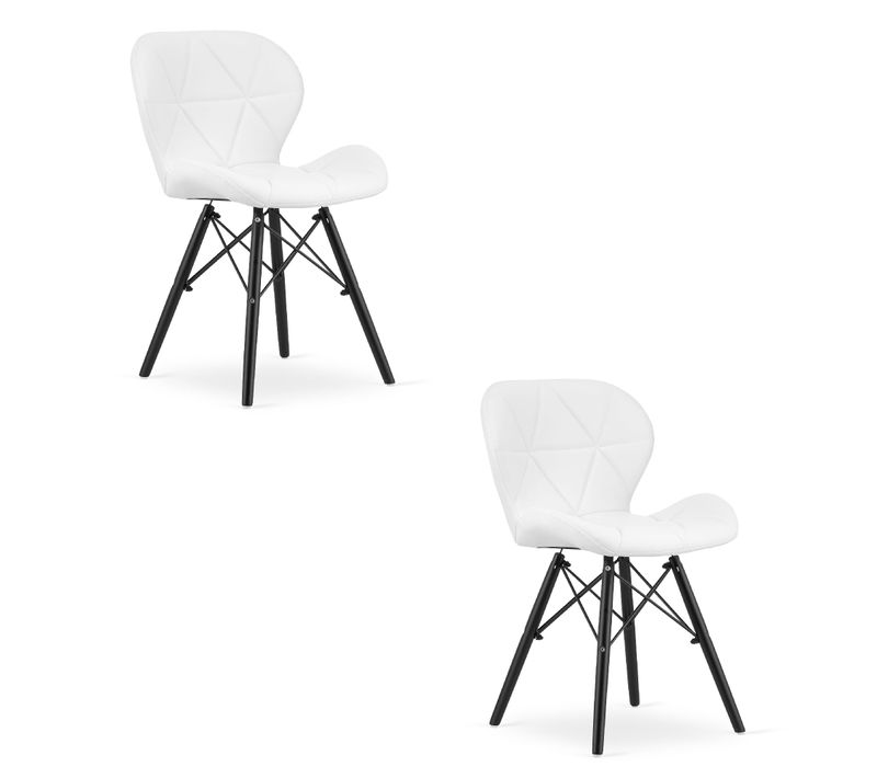 Chaise Lago En Similicuir - Blanche, Pieds Noirs X 2 46x46x52