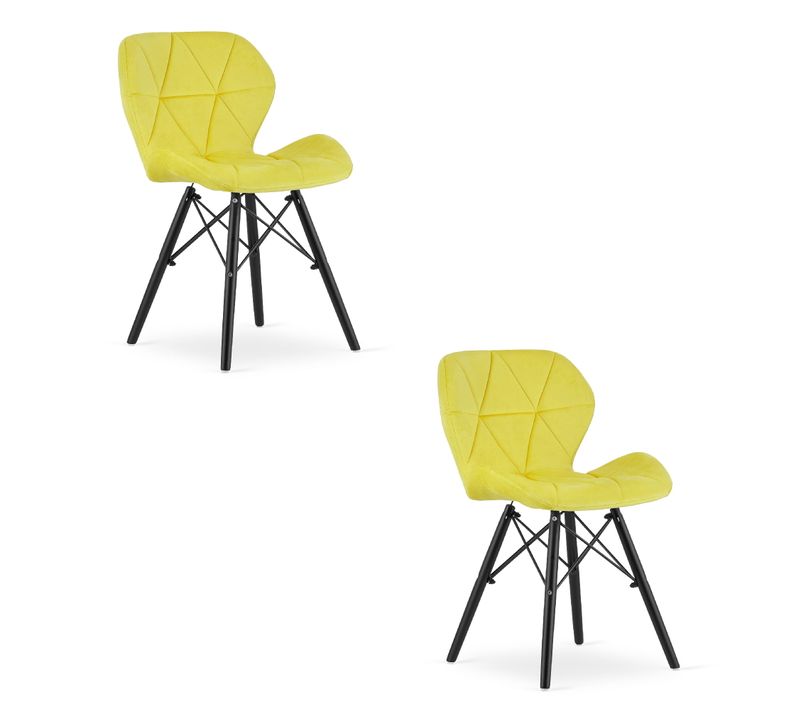 Chaise Lago Velours - Jaune/pieds Noirs X 2 46x46x52