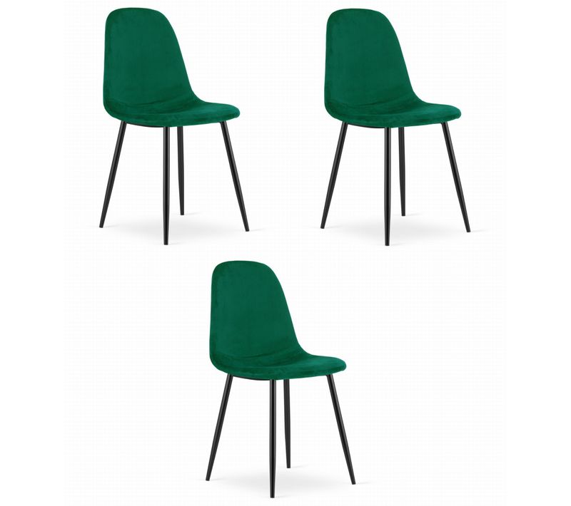 Chaise Como - Velours Vert Foncé X 3 61x45x65
