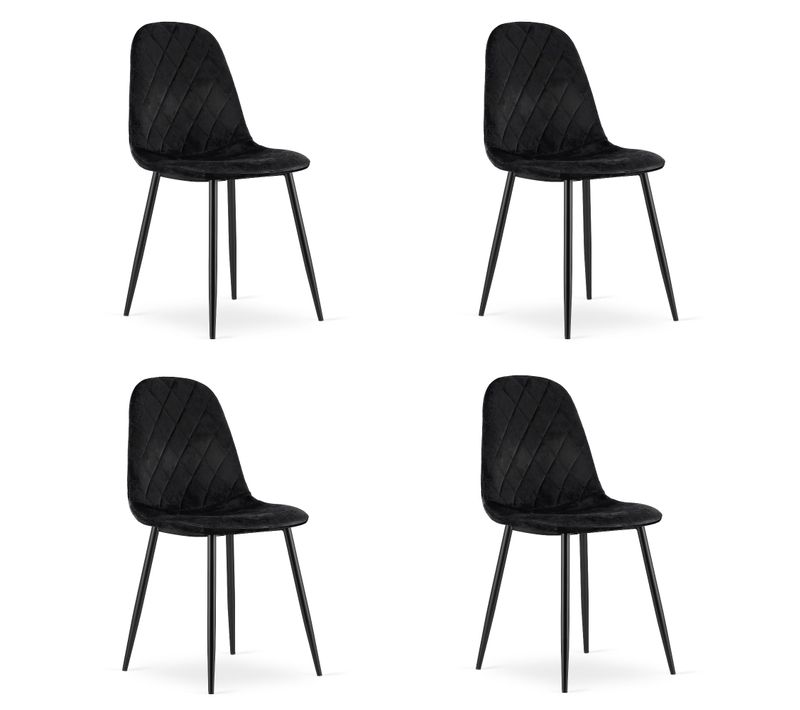 Chaise Asti - Velours Noir X 4 61x45x65