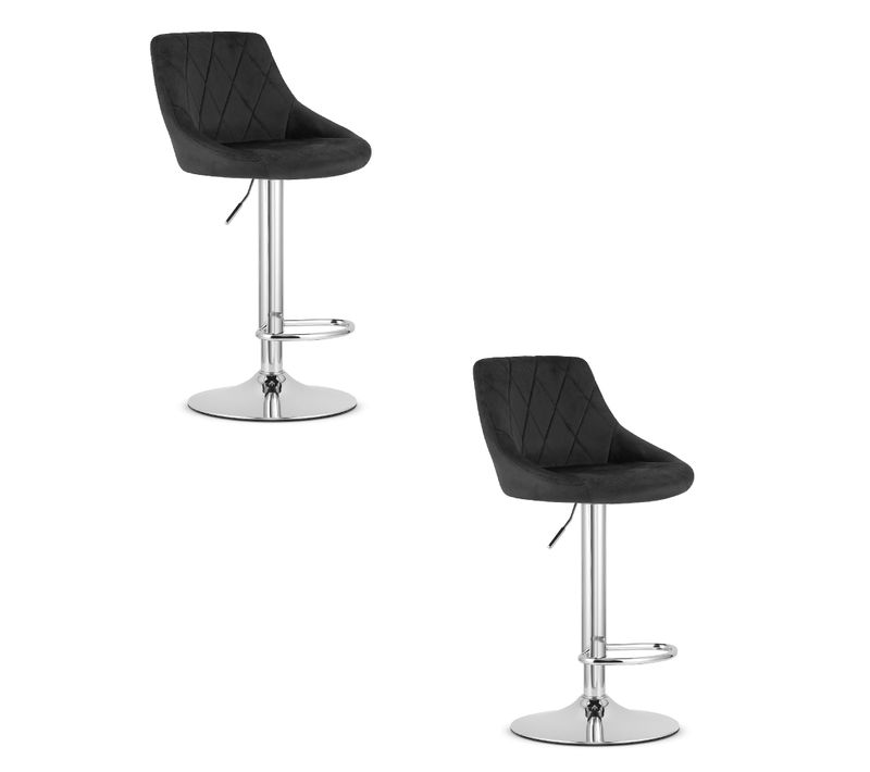 Hoker Kast - Velours Noir/base Chromée X 2 54x40x49