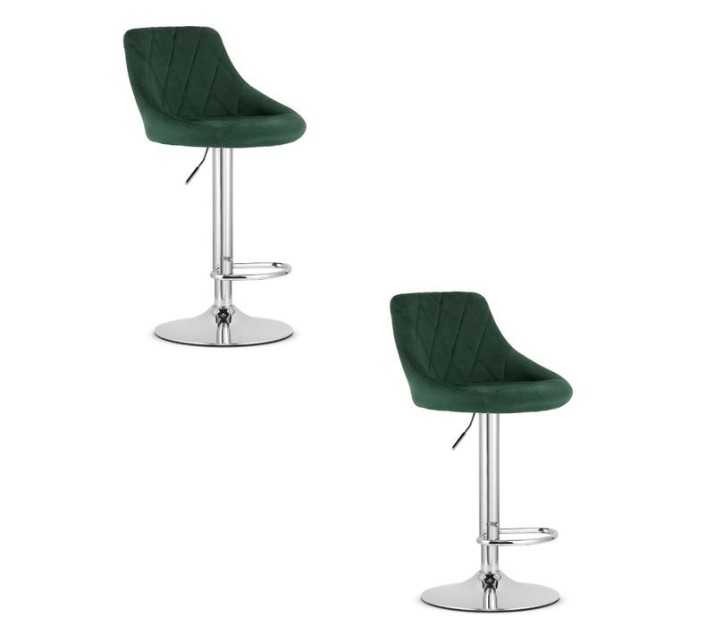 Tabouret Kast - Velours Vert / Base Chromée X 2 54x40x49